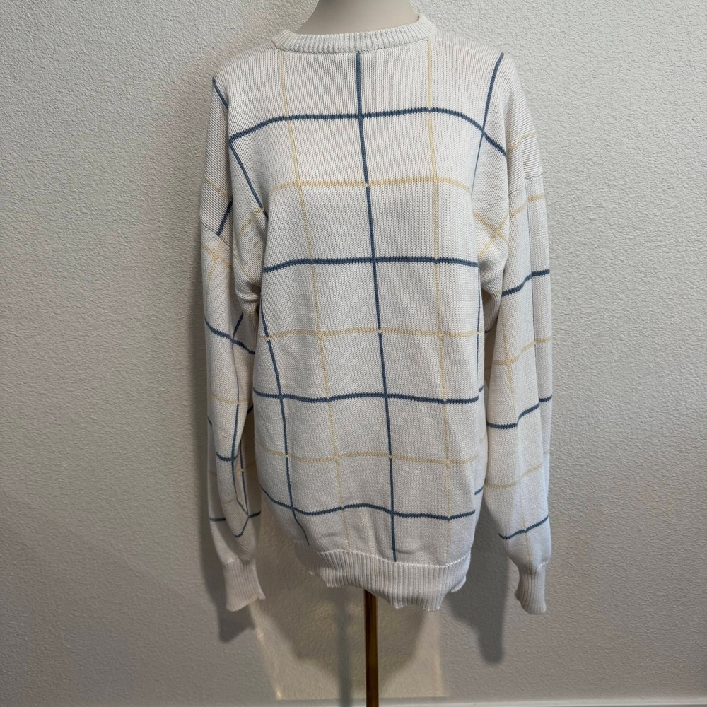 Norsport Plaid Crewneck Sweater 100 Percent Cotton XXL Mens Casual